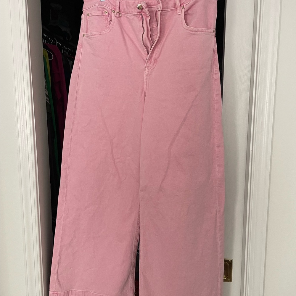 GAP Pink Flare Wide-Leg Jeans